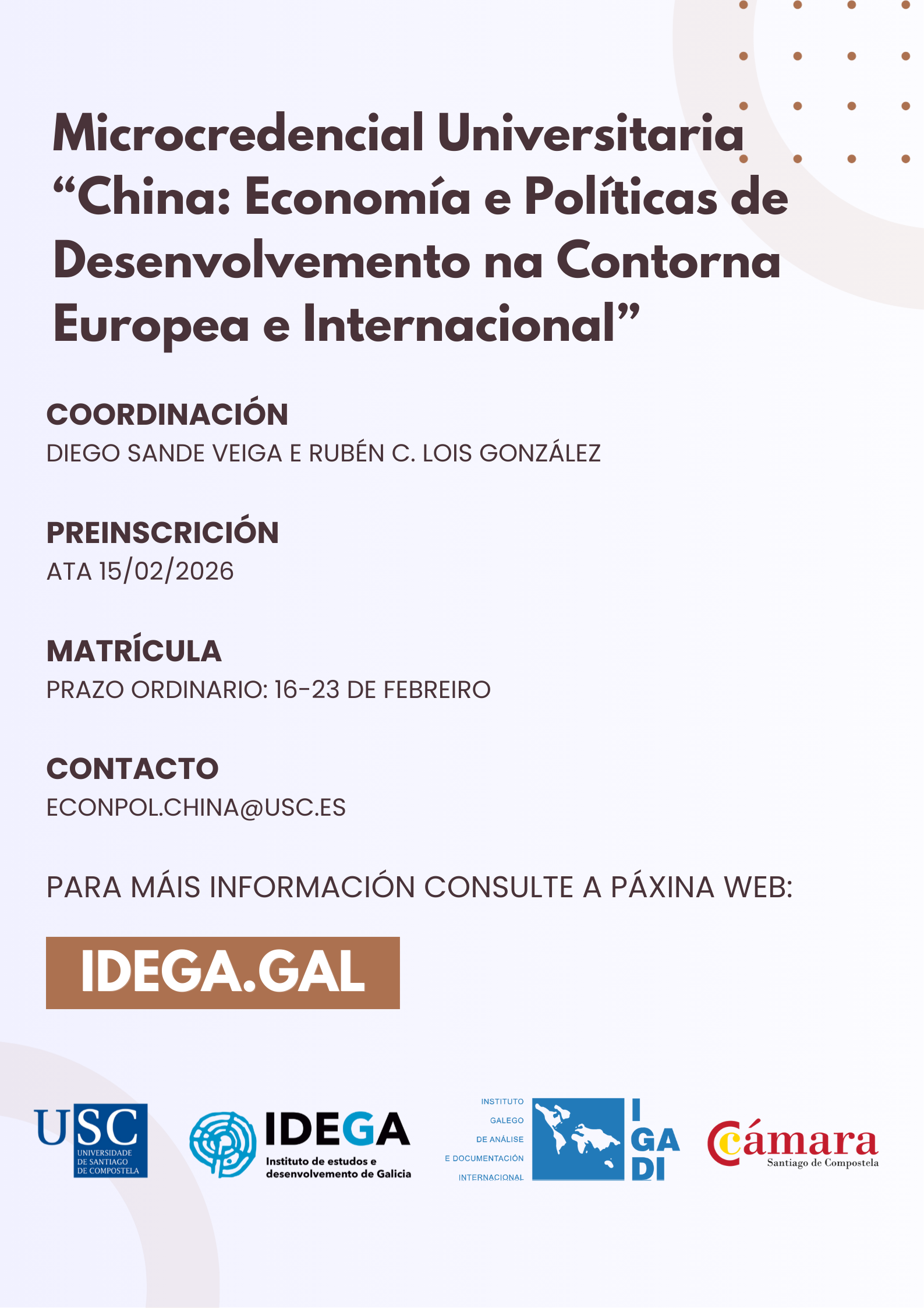 Nova microcredencial universitaria «China: Economía, Políticas de Desenvolvemento na Contorna Europea e internacional»